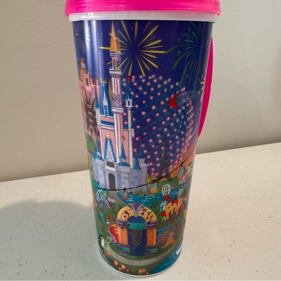 Disney Parks Disney World Resort Travel Mug Cup Hot Pink Lid - Picture 4 of 12